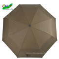 Parapluie pas cher promotionnel 3 pliant extra large manuel ouvert point marron